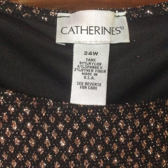 Catherines Black w/Gold & Silver Shimmer Metallic Tank & Cardigan Set Size 24W - Picture 4 of 8